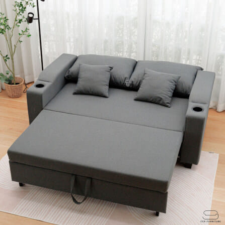 โซฟาเบด CCR FURNITURE รุ่น PHILLY (ฟิลลี่) ขนาด 174 cm. ผ้า สีเทาเข้ม (A1-33) พร้อมที่วางแก้ว_9